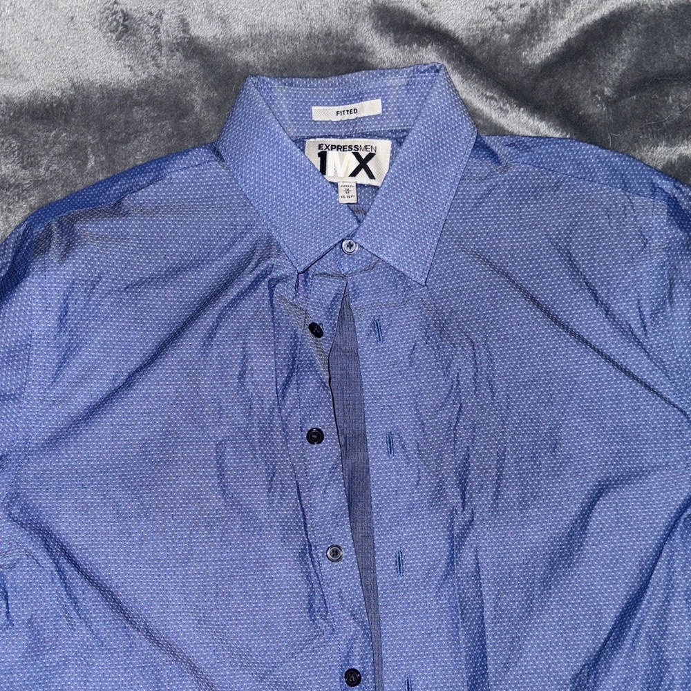 Express Men's Casual Blue Button Down Shirt